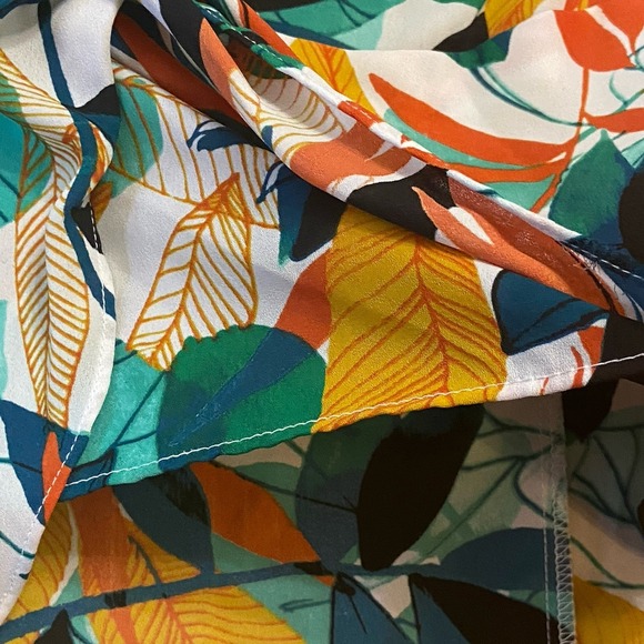 Worthington Women PXL Top Tropical Leaf Bold Print Short Sleeve Business Travel - Picture 7 of 11